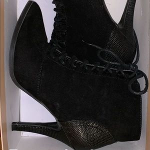 Black lace up booties